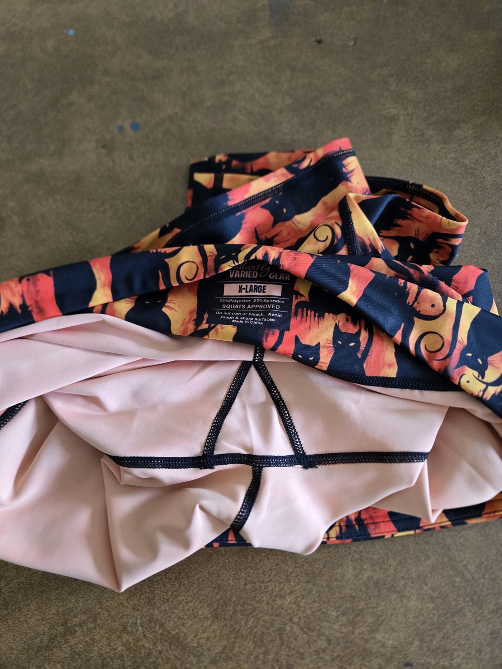Constantly Varied Gear Black Cat Print Leggings - Orange & Yellow Ombre - Picture 2 of 2